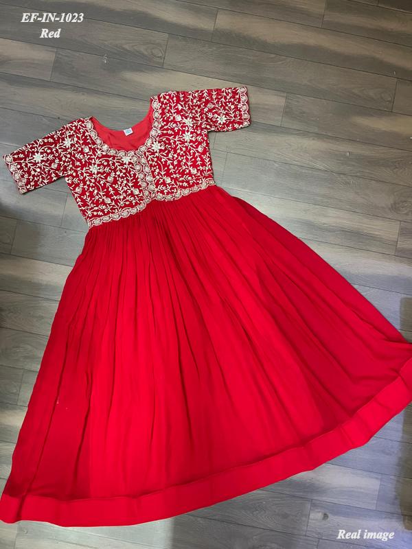 Beautiful Faux Blooming Georgette With Embroidery With Sequence Work Gown