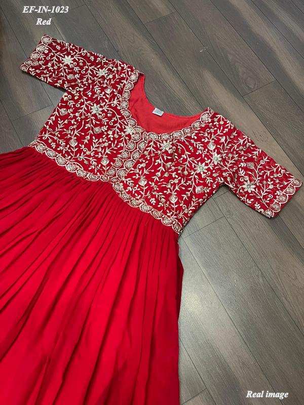 Beautiful Faux Blooming Georgette With Embroidery With Sequence Work Gown