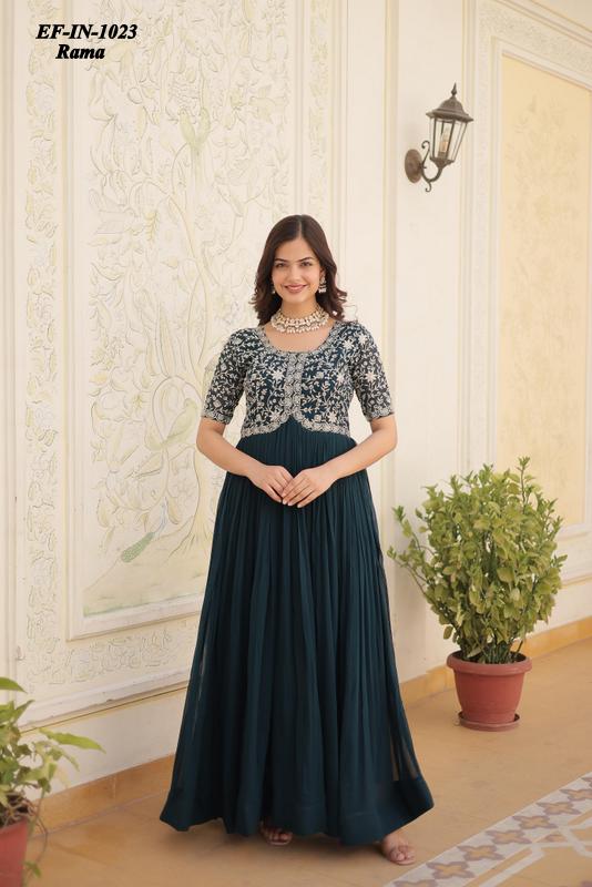 Beautiful Faux Blooming Georgette With Embroidery With Sequence Work Gown