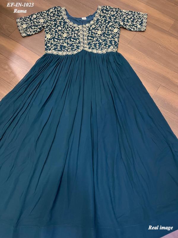 Beautiful Faux Blooming Georgette With Embroidery With Sequence Work Gown