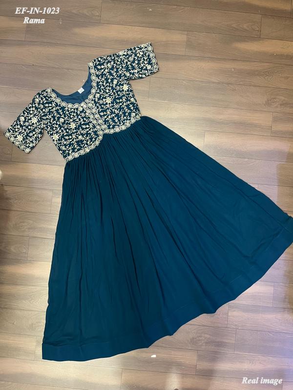 Beautiful Faux Blooming Georgette With Embroidery With Sequence Work Gown