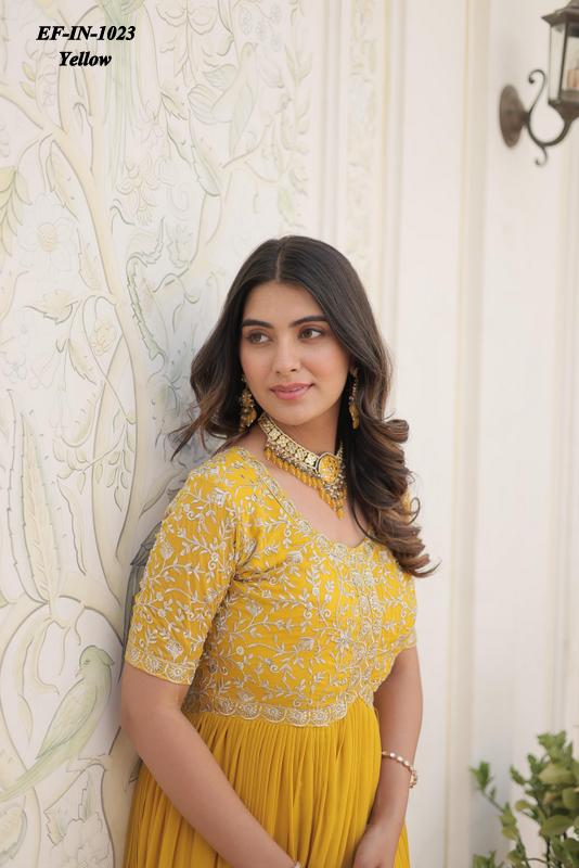 Beautiful Faux Blooming Georgette With Embroidery With Sequence Work Gown