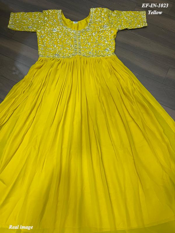 Beautiful Faux Blooming Georgette With Embroidery With Sequence Work Gown