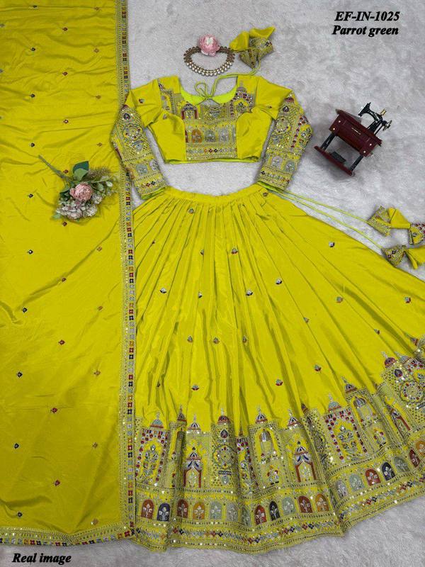Designer Chinnon Silk Thread & Sequence Work Lehanga Choli