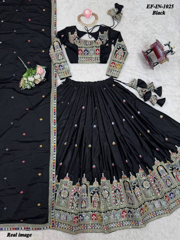 Designer Chinnon Silk Thread & Sequence Work Lehanga Choli