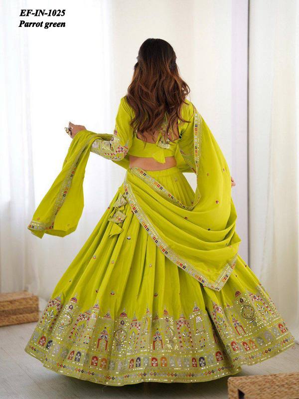 Designer Chinnon Silk Thread & Sequence Work Lehanga Choli