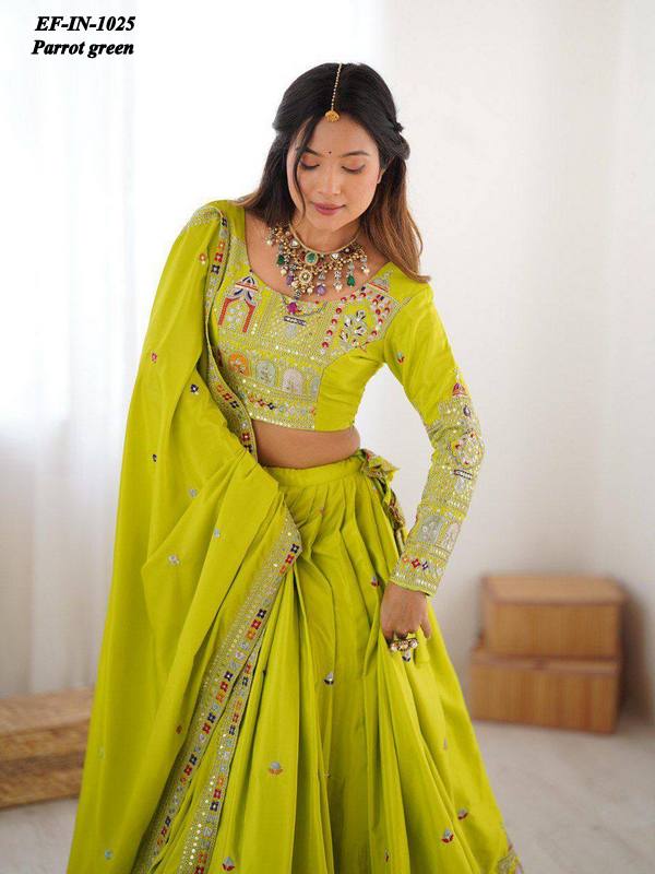 Designer Chinnon Silk Thread & Sequence Work Lehanga Choli