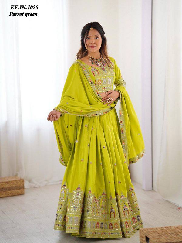 Designer Chinnon Silk Thread & Sequence Work Lehanga Choli