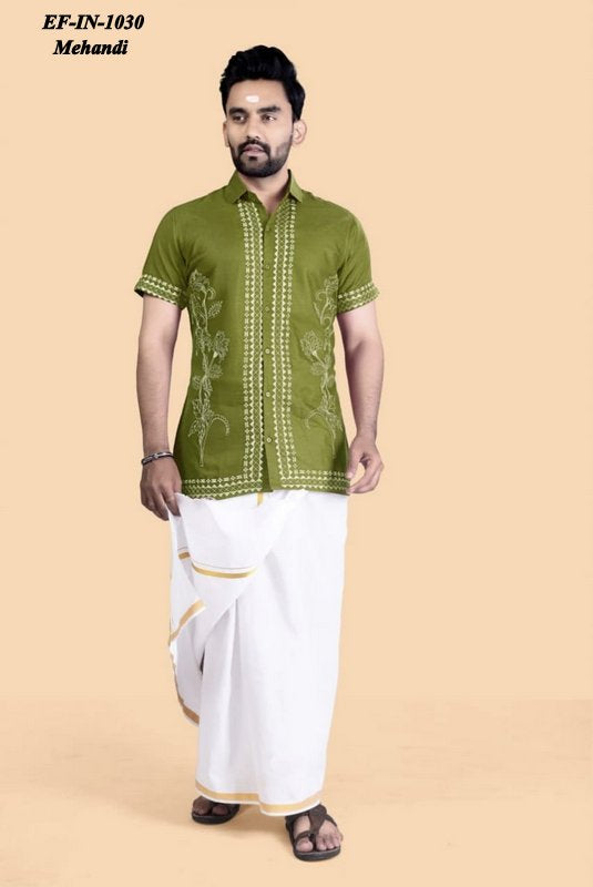 Designer Rubi Slab Cotton With Embroidery Work Shirt
