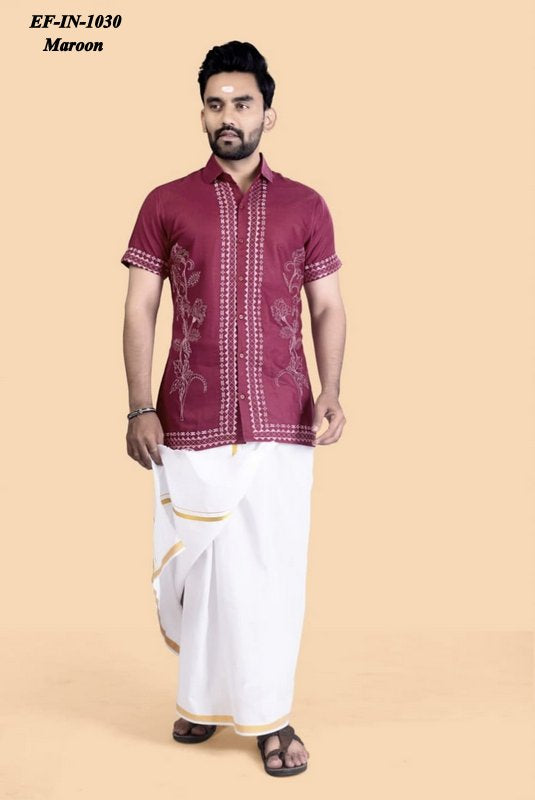 Designer Rubi Slab Cotton With Embroidery Work Shirt