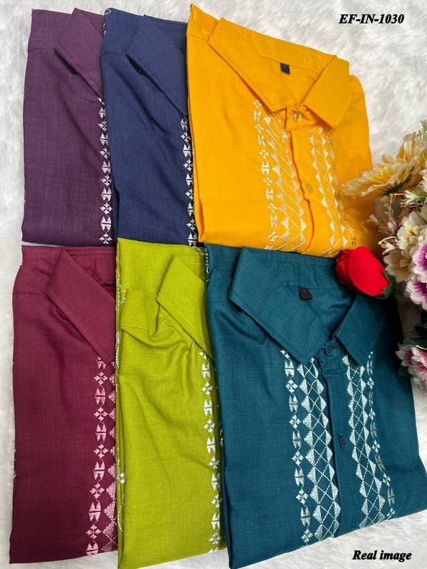 Designer Rubi Slab Cotton With Embroidery Work Shirt