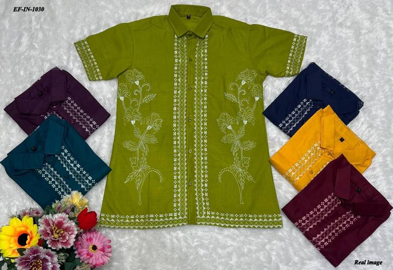 Designer Rubi Slab Cotton With Embroidery Work Shirt