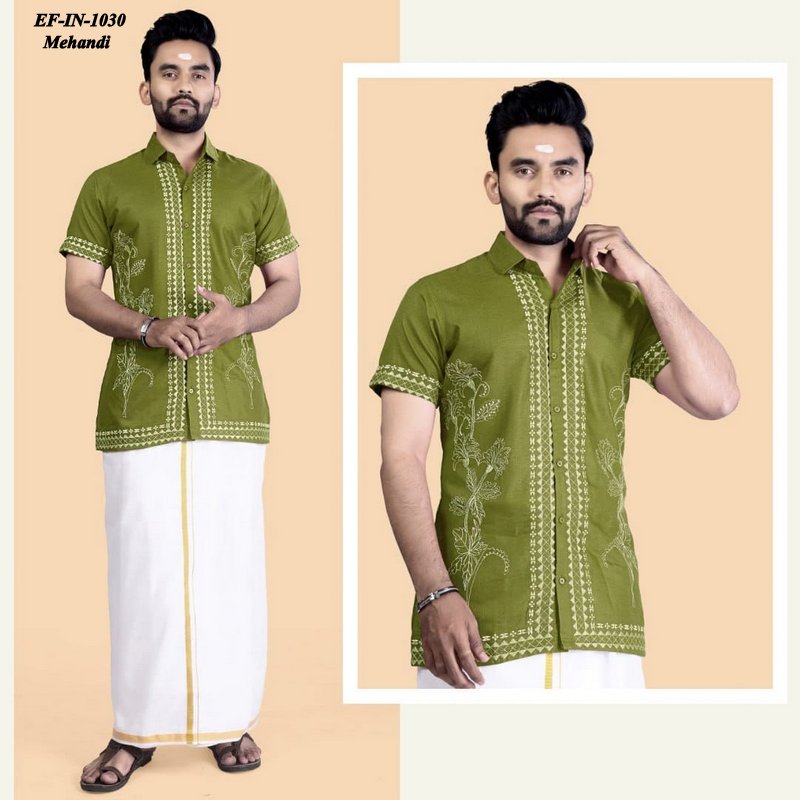 Designer Rubi Slab Cotton With Embroidery Work Shirt