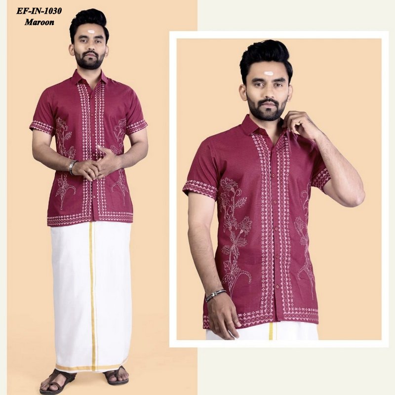 Designer Rubi Slab Cotton With Embroidery Work Shirt