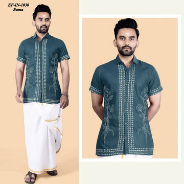 Designer Rubi Slab Cotton With Embroidery Work Shirt