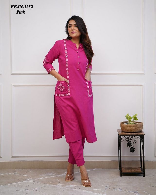 Latest Heavy Rayon With 2 Pocket Kurti With Pant Co-ord Set