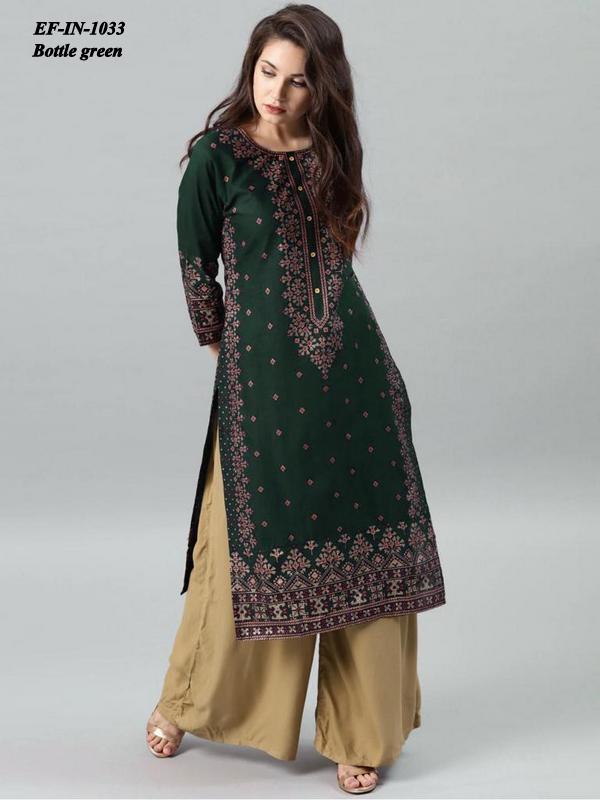 Beautiful Heavy Rayon Foil Printed Kurti
