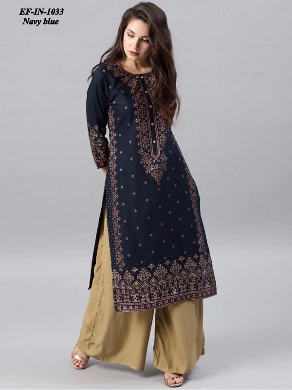 Beautiful Heavy Rayon Foil Printed Kurti