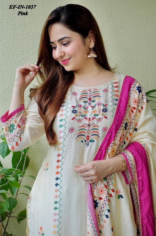 Exclusive Printed Maslin Kurti Handwork In Neck With Full Sequence Work In Kurti