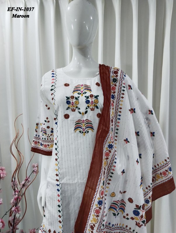 Exclusive Printed Maslin Kurti Handwork In Neck With Full Sequence Work In Kurti