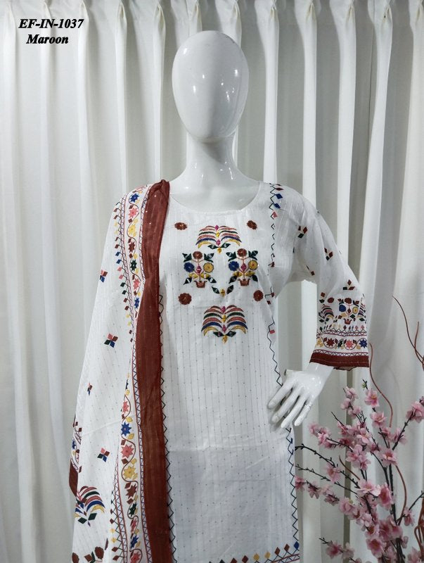 Exclusive Printed Maslin Kurti Handwork In Neck With Full Sequence Work In Kurti