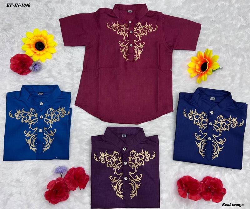 Trending Magic Cotton Foil Printed Shirt Combo Set For Father Son