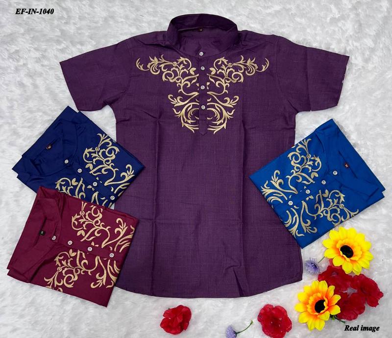 Trending Magic Cotton Foil Printed Shirt Combo Set For Father Son