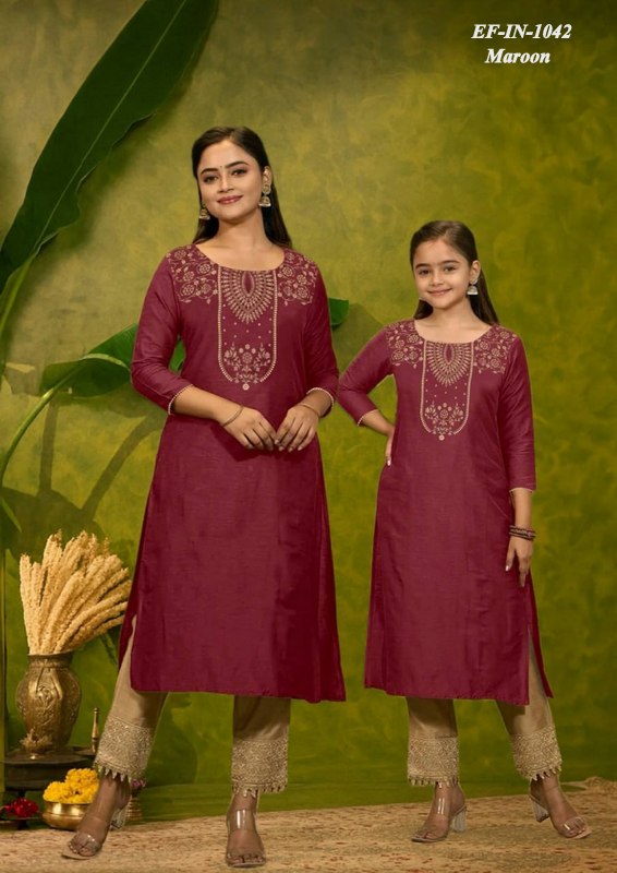 Latest Magic Cotton With Foil Printed Combo Set For Mother Doughter Kurti