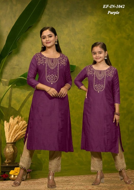 Latest Magic Cotton With Foil Printed Combo Set For Mother Doughter Kurti