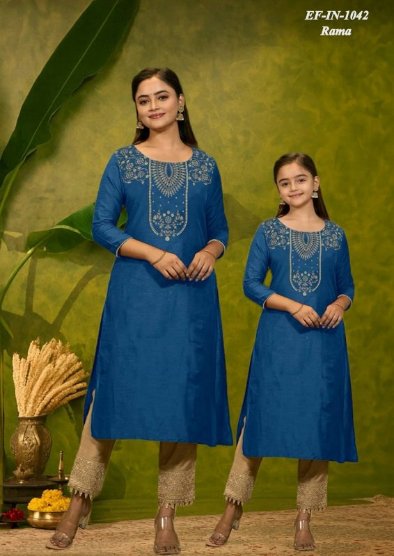 Latest Magic Cotton With Foil Printed Combo Set For Mother Doughter Kurti