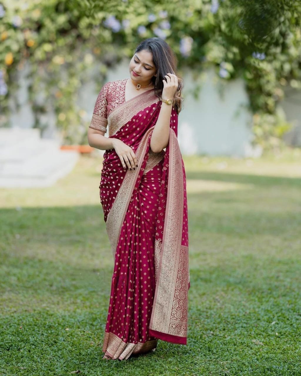Traditional Soft Lichi Silk With Jacquard Work Sarees