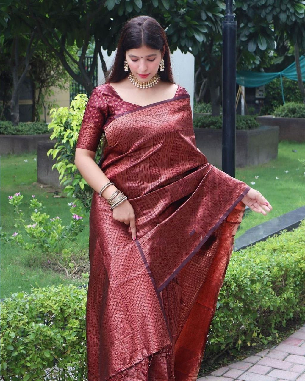 Beautiful Soft Lichi Silk With Jacquard Work Sarees