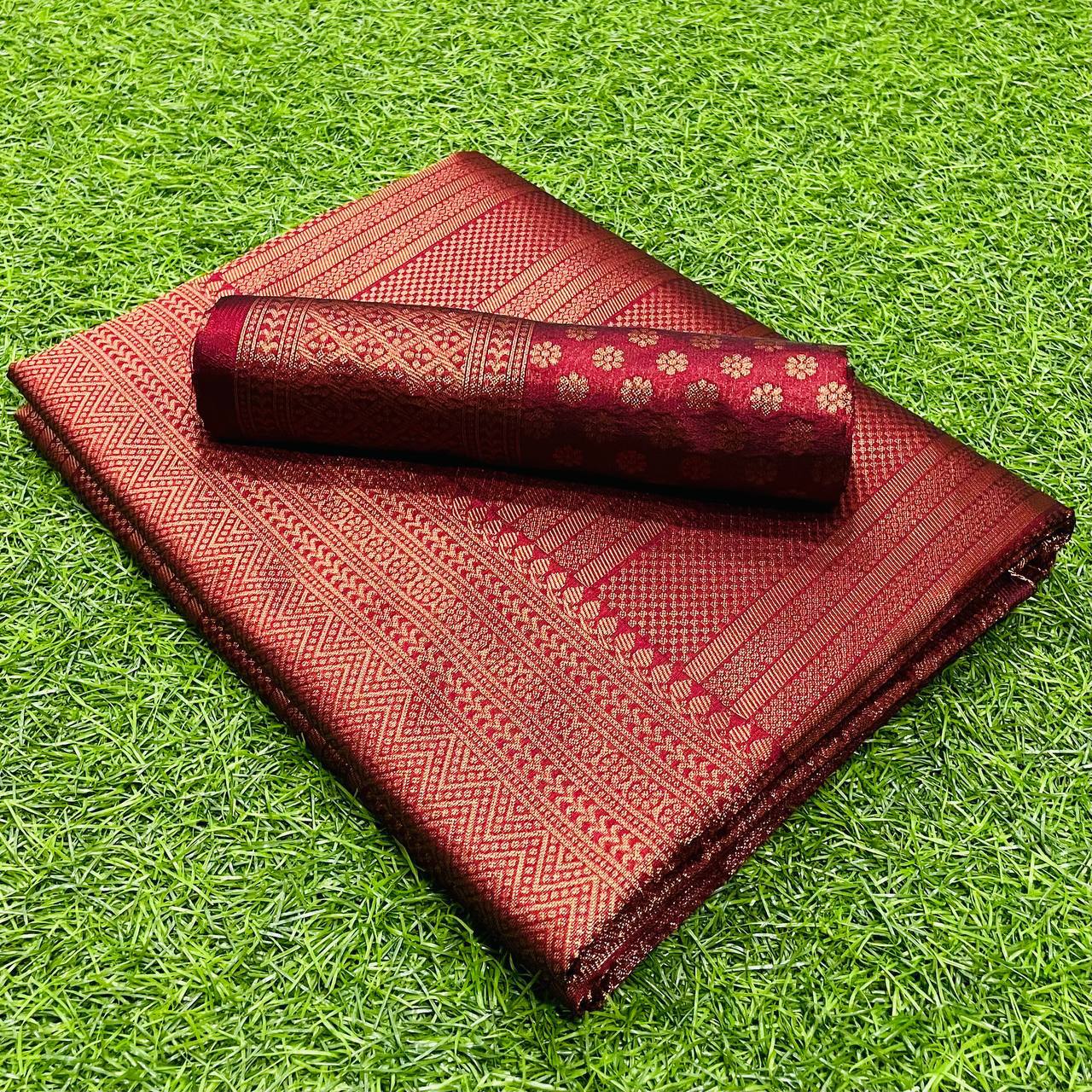 Beautiful Soft Lichi Silk With Jacquard Work Sarees