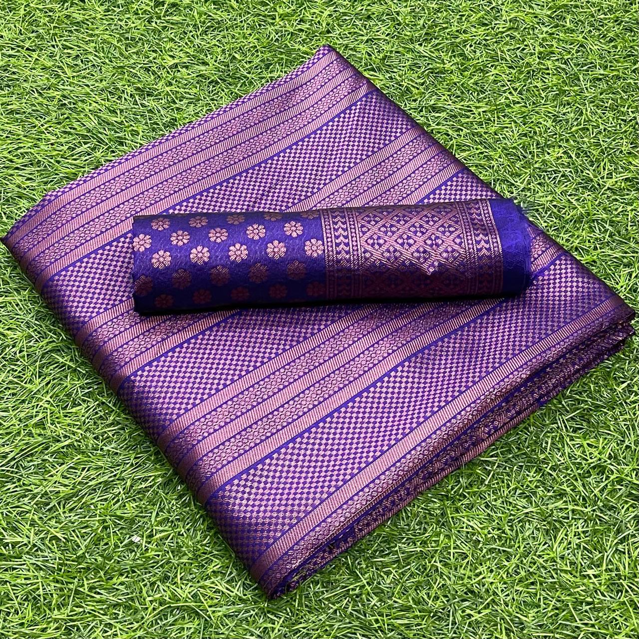 Beautiful Soft Lichi Silk With Jacquard Work Sarees