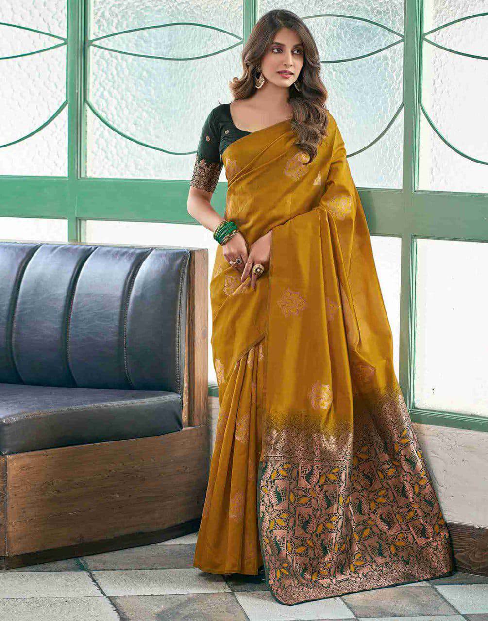 Tranding Soft Lichi Silk With Jacquard Work Sarees