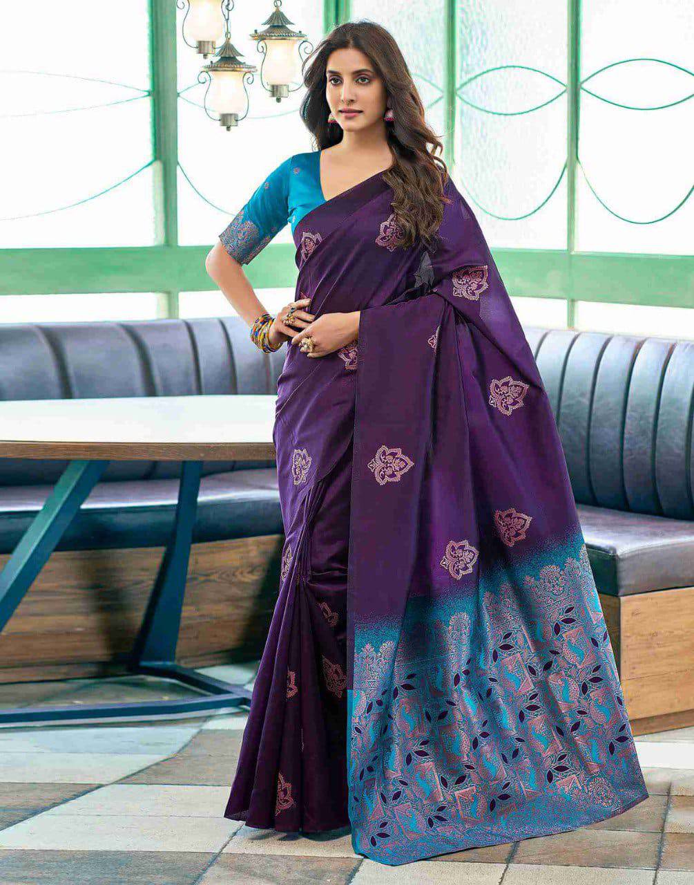 Tranding Soft Lichi Silk With Jacquard Work Sarees