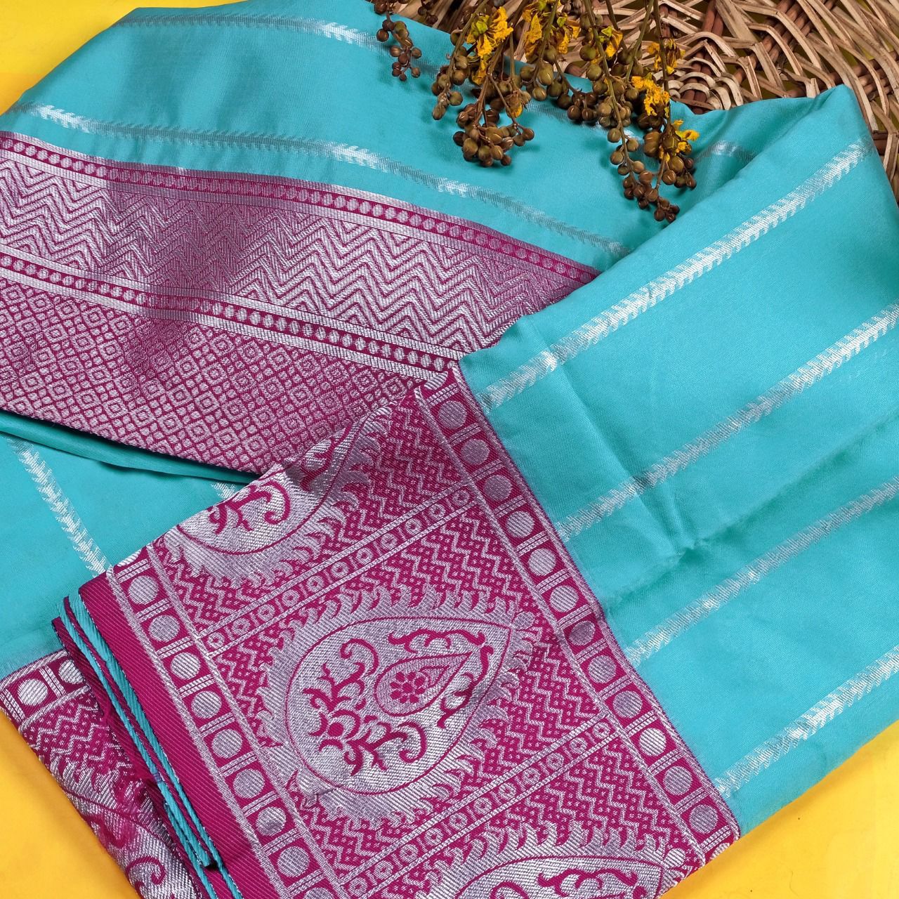 Tradtional Soft Lichi Silk Jacquard Work Sarees