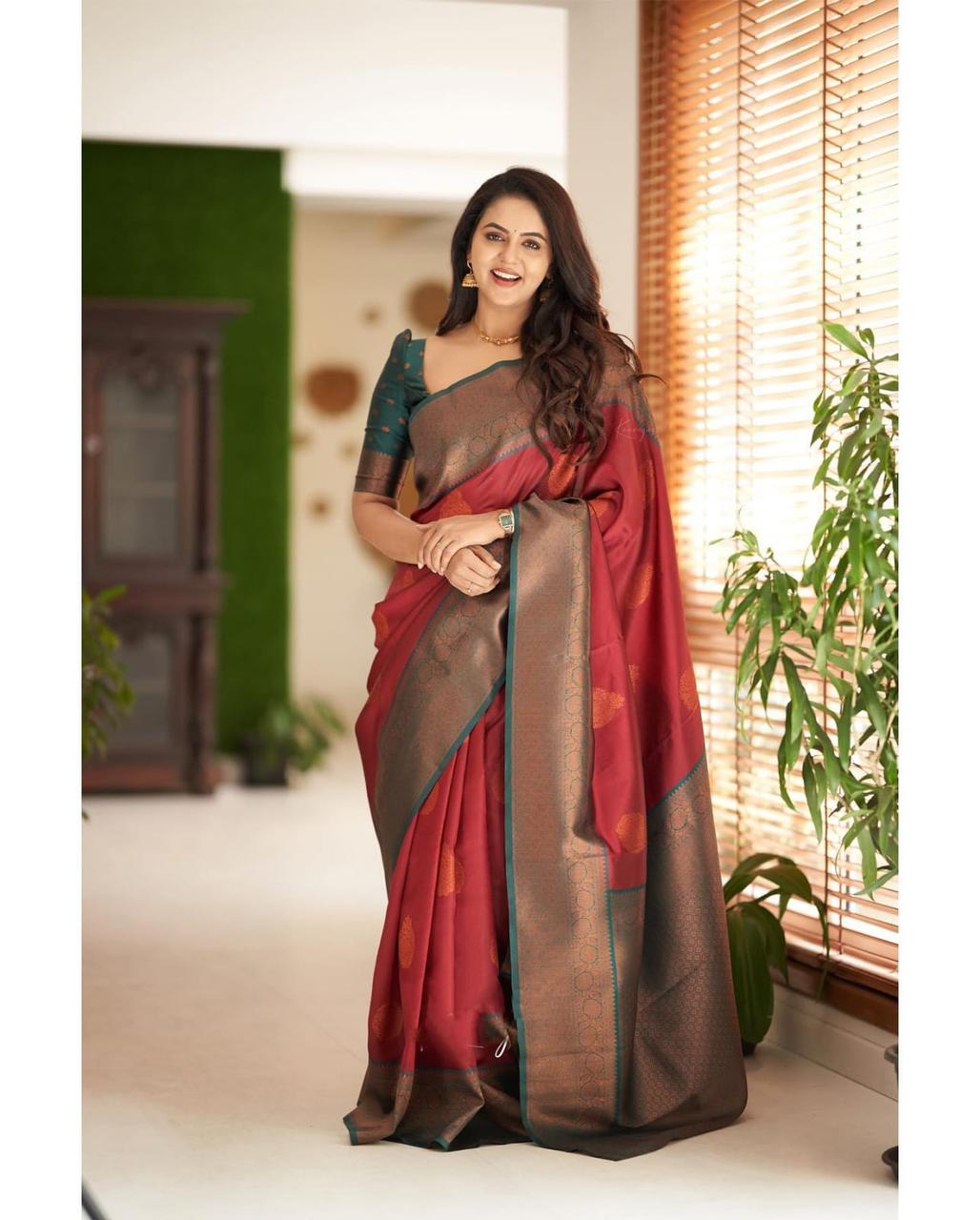 Exclusive Soft Lichi Silk With Jacquard Work Sarees