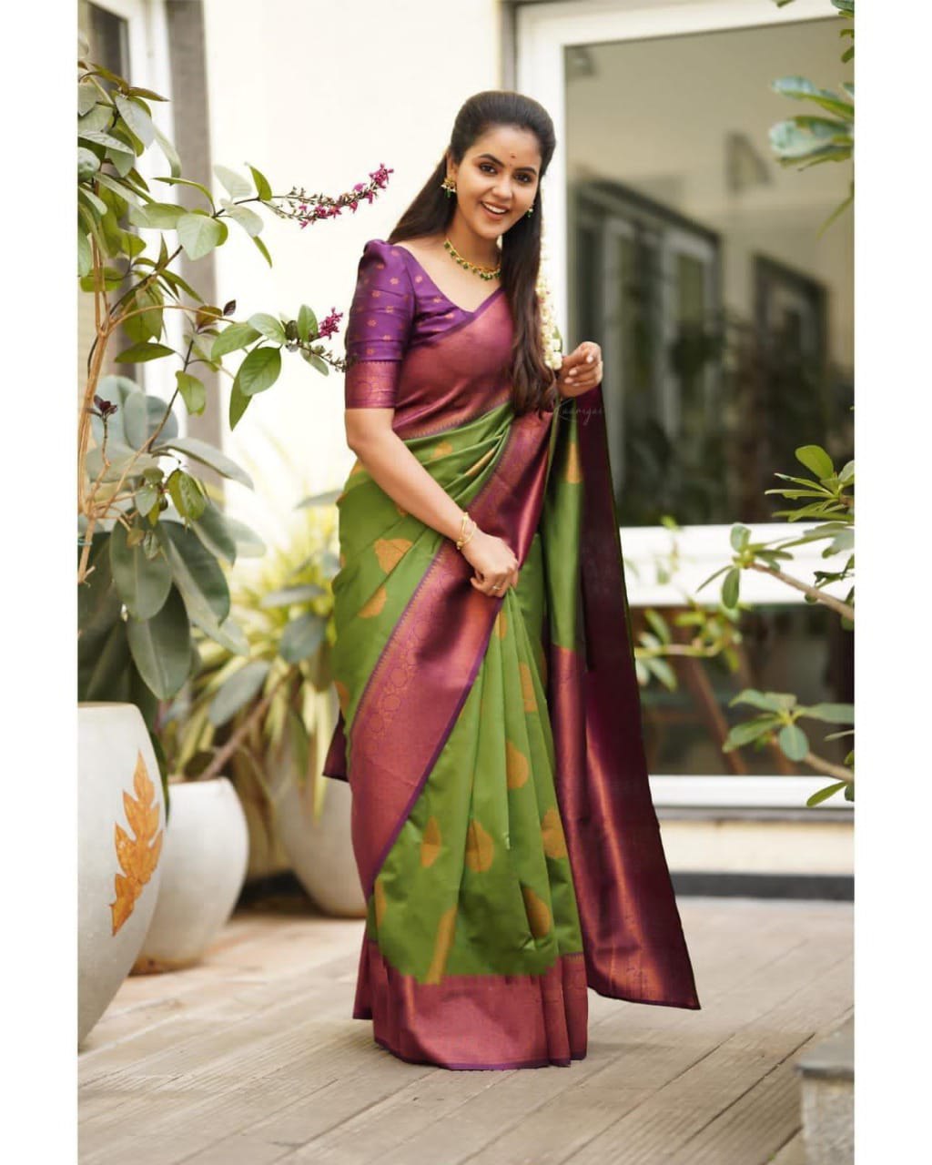 Exclusive Soft Lichi Silk With Jacquard Work Sarees
