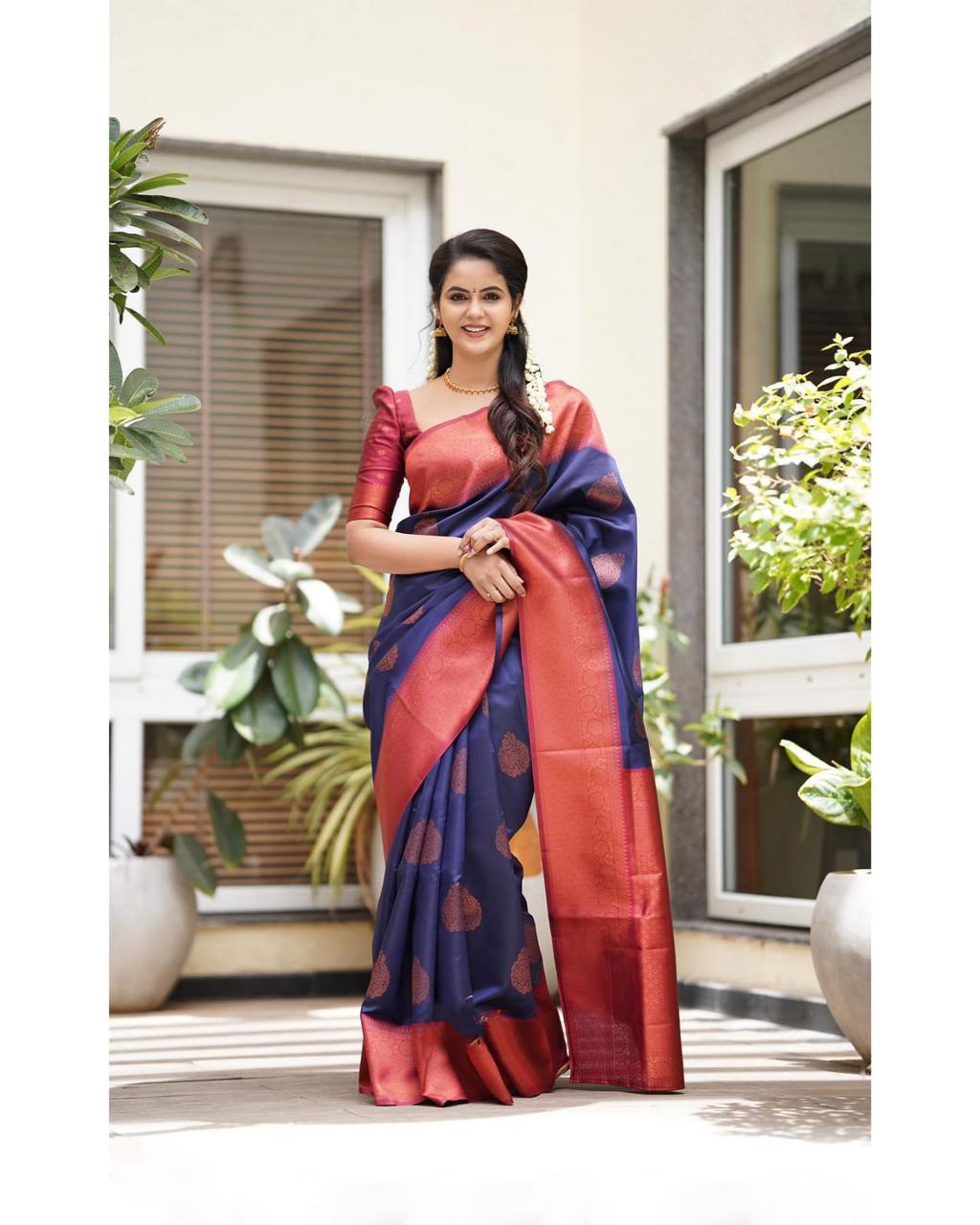 Exclusive Soft Lichi Silk With Jacquard Work Sarees