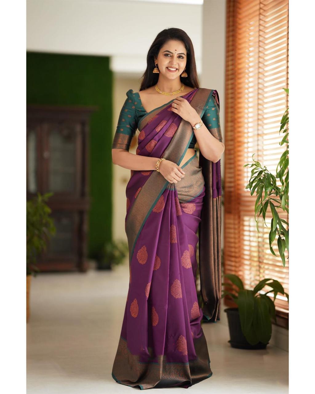 Exclusive Soft Lichi Silk With Jacquard Work Sarees