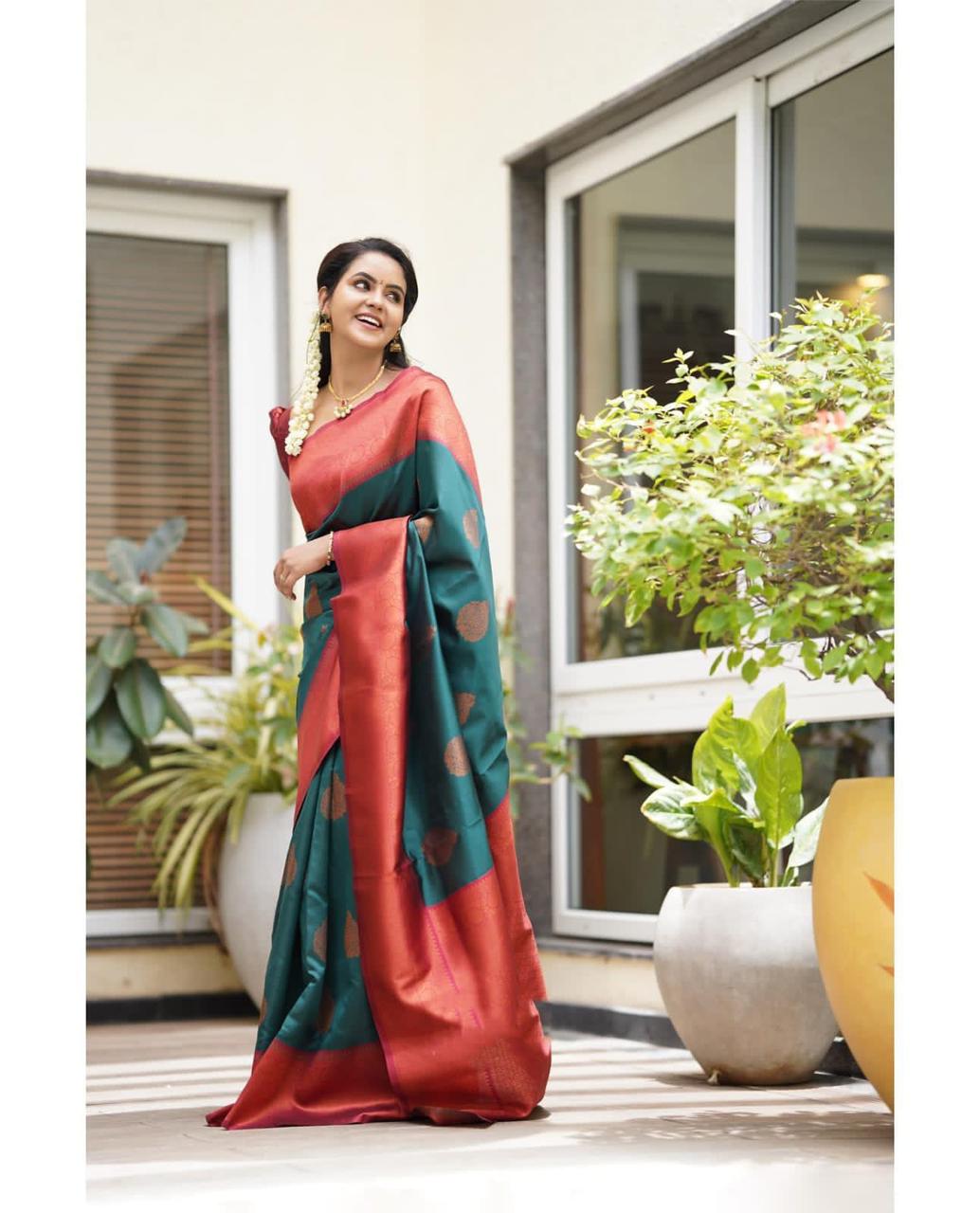 Exclusive Soft Lichi Silk With Jacquard Work Sarees