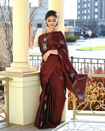 Tranding Soft Lichi Silk Jacquard Work Sarees