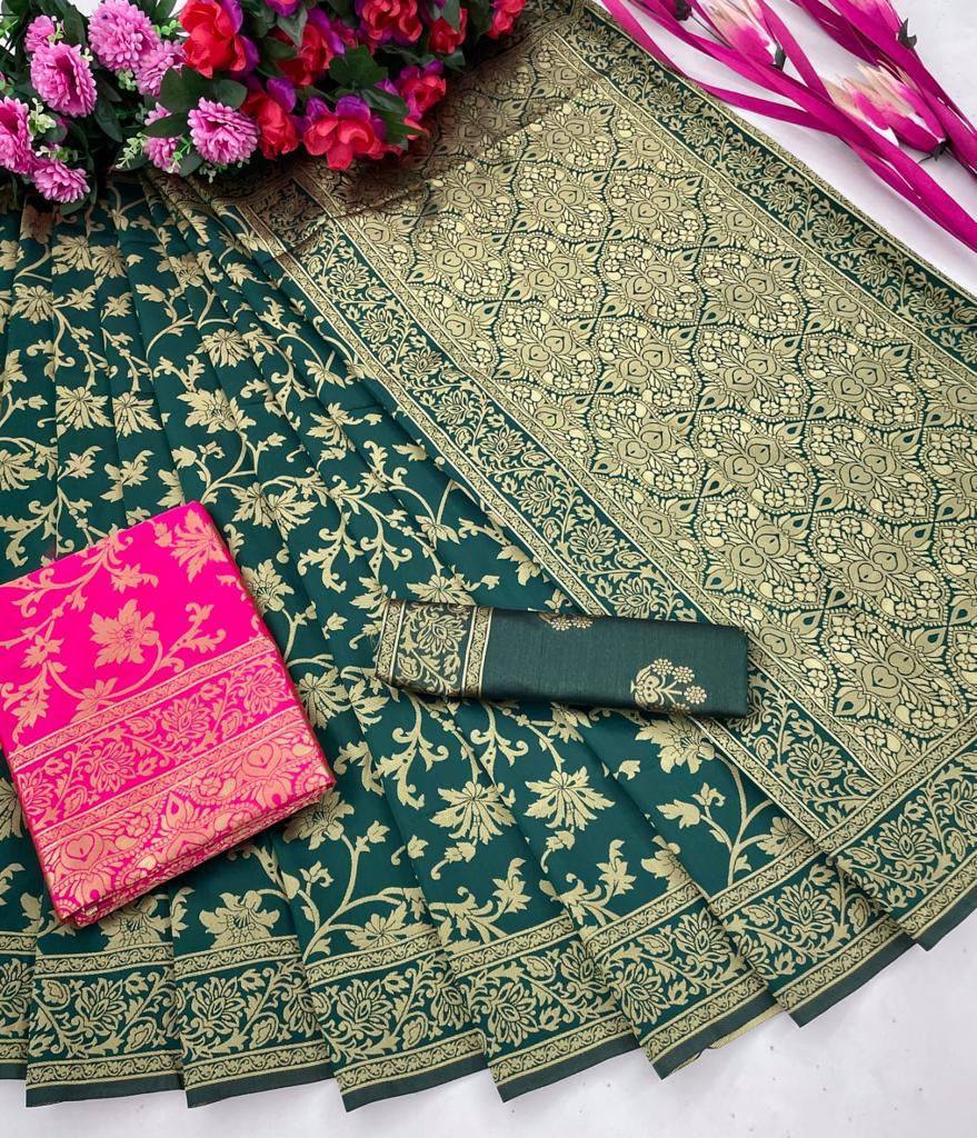 Exclusive Banarasi Soft Lichi Silk Jacquard Work Sarees