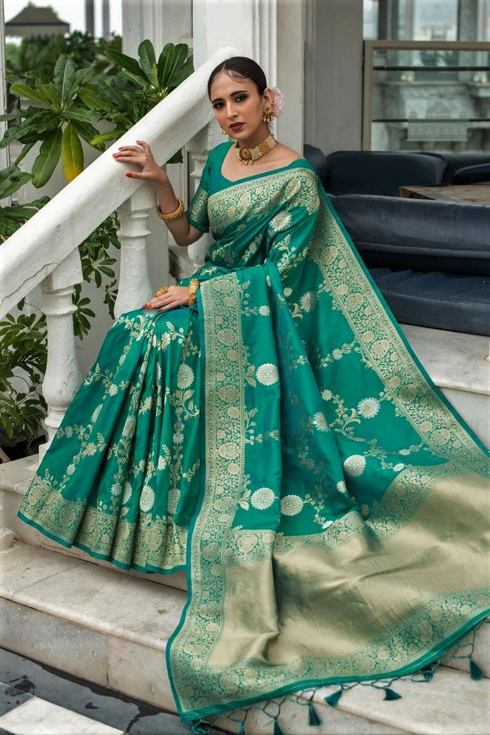 Latest Soft Lichi Silk Jacquard Work Sarees