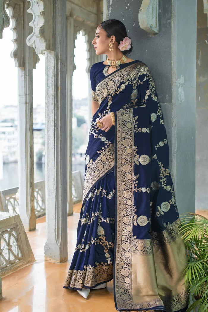 Latest Soft Lichi Silk Jacquard Work Sarees