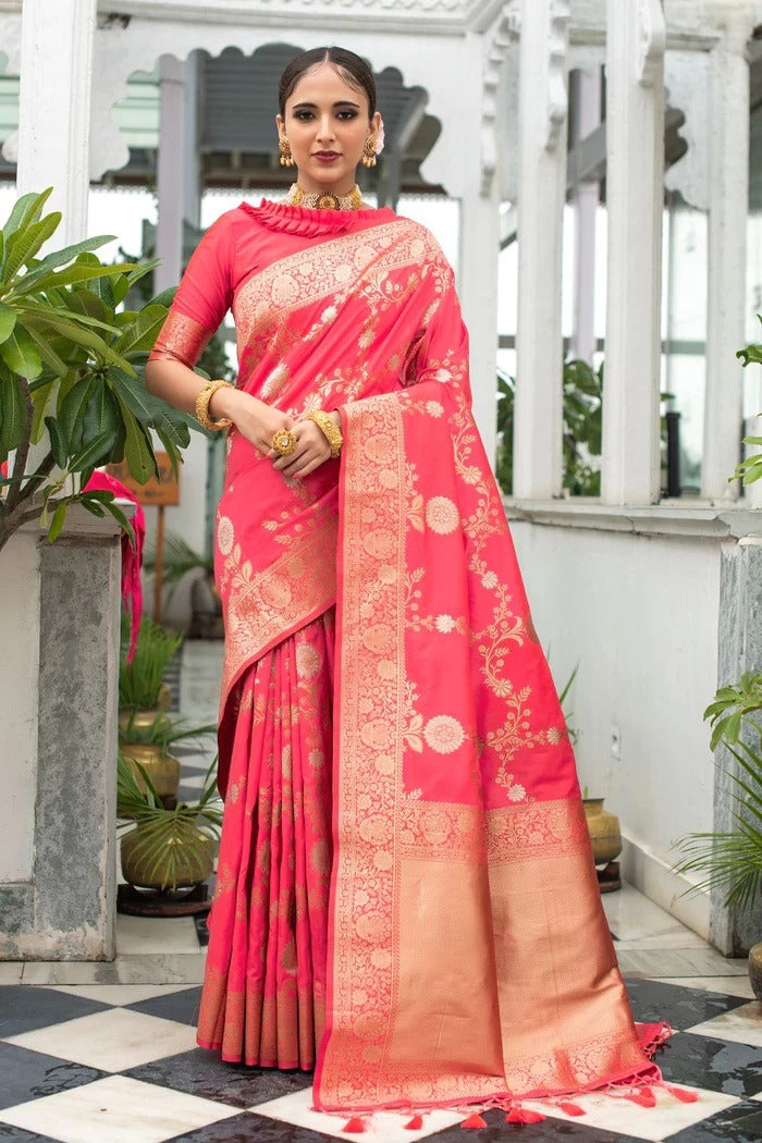 Latest Soft Lichi Silk Jacquard Work Sarees