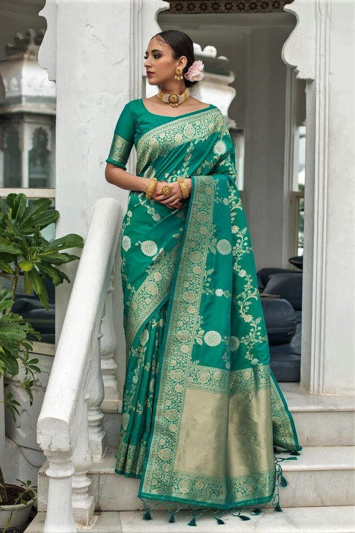 Latest Soft Lichi Silk Jacquard Work Sarees