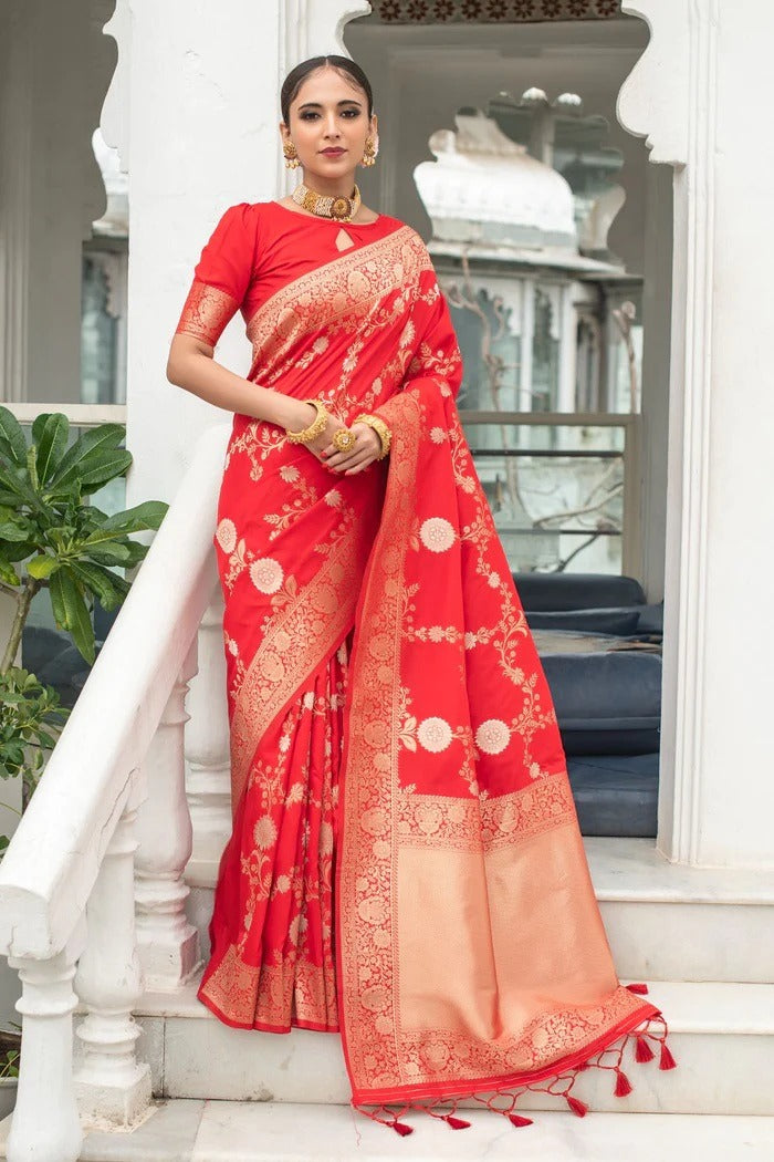 Latest Soft Lichi Silk Jacquard Work Sarees