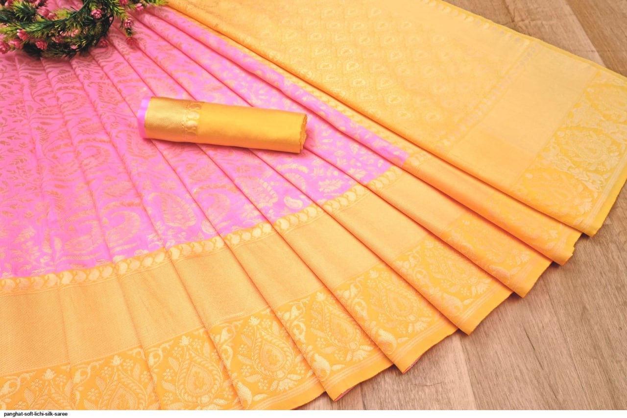 Beautiful Soft Lichi Silk Jacquard Work Sarees